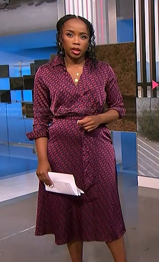 Zinhle Essamuah’s red geometric print dress on NBC News Daily