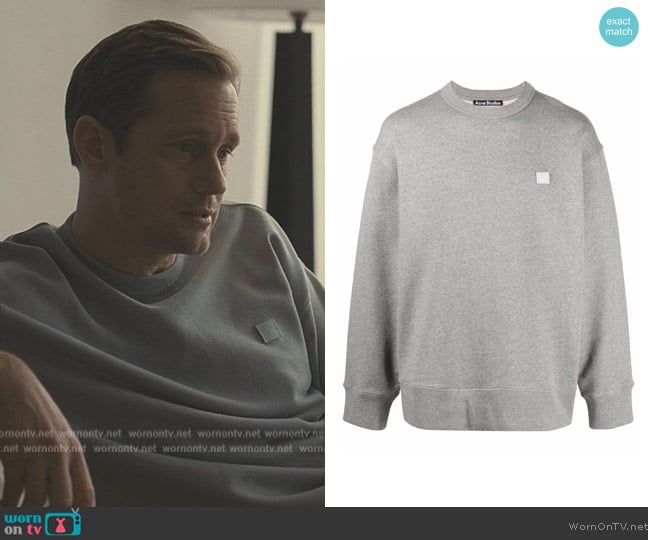 Acne Studios Face-patch crew neck sweatshirt worn by (Alexander Skarsgard) on Succession
