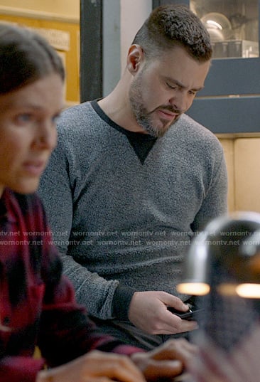 Adam’s grey textured sweater on Chicago PD