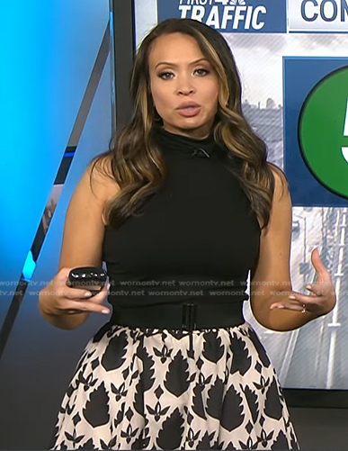 Adelle’s white and black printed skirt on Today