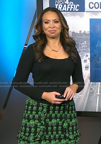 Adelle’s black and green floral skirt on Today