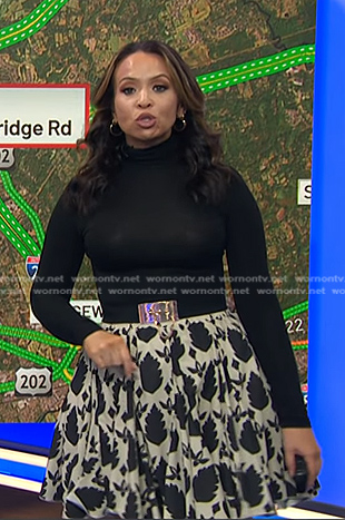 Adelle’s white and black printed skirt on Today