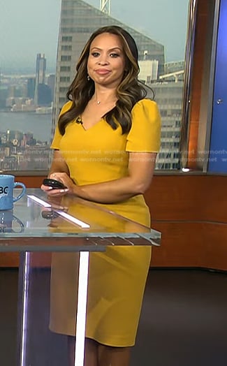 Adelle’s yellow v-neck sheath dress on Today