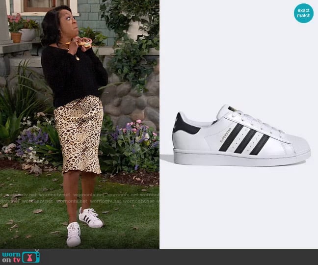 Adidas Superstar Sneakers worn by Tina Butler (Tichina Arnold) on The Neighborhood