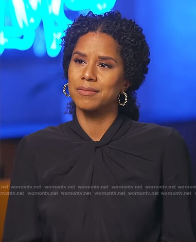 Adriana Diaz’s black twist neck top on CBS Mornings