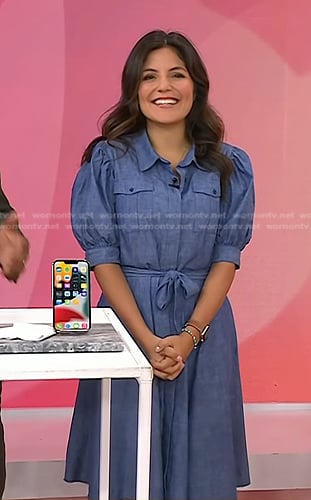 Adrianna’s blue puff sleeve midi dress on Today