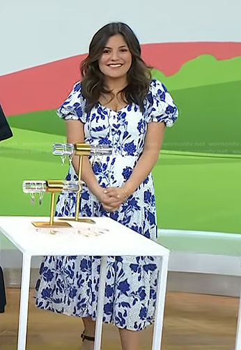Adrianna’s white and blue floral dress on Today