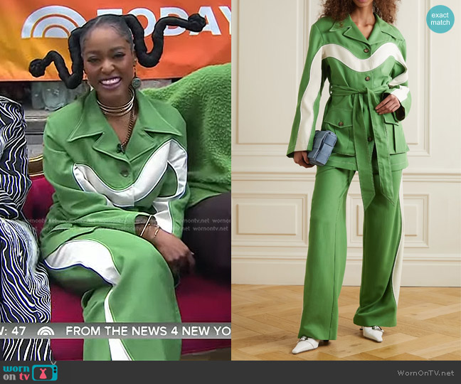 Ahluwalia Lagos Striped Twill Jacket worn by Arsema Thomas on Today