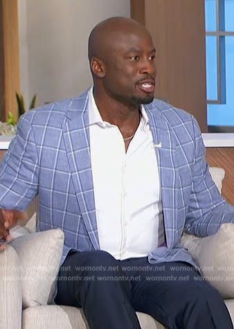 Akbar’s blue check print blazer on The Talk