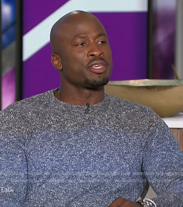 Akbar’s blue space dye sweater on The Talk