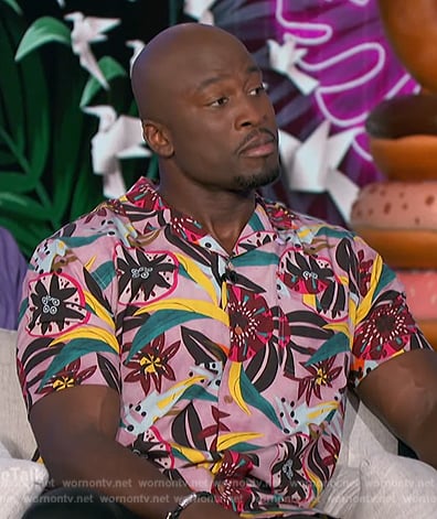 Akbar’s pink floral print shirt on The Talk