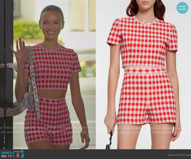 Alaia Houndstooth cropped top worn by Marie-Lou Nurk on Selling Sunset