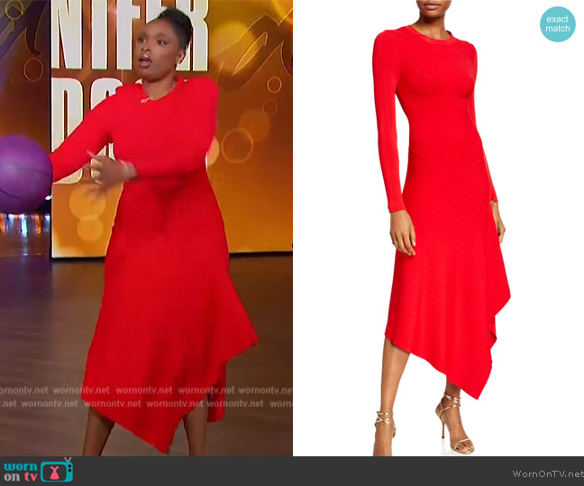 A.L.C. Viviana Asymmetrical Long-Sleeve Dress worn by Jennifer Hudson on The Jennifer Hudson Show