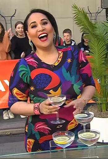 Alejandra’s black printed sheath dress on Today