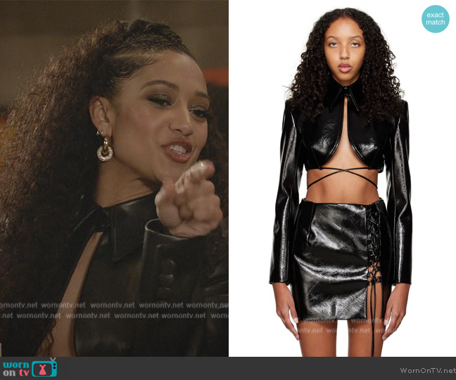 Aleksandre Akhalkatsishvili Black Cropped Blazer worn by Olivia Baker (Samantha Logan) on All American