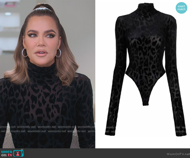 Alex Perry High Neck Leopard-print top worn by Khloe Kardashian (Khloe Kardashian) on The Kardashians
