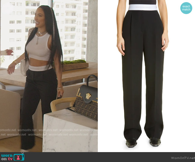 Alexander Wang Logo Waist Pleated Wool Pants worn by Bre Tiesi on Selling Sunset