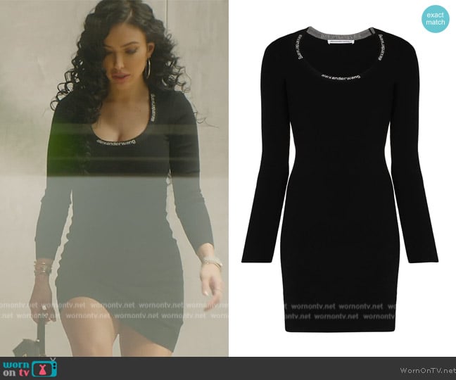 Alexander Wang Logo-trim Bodycon Mini Dress worn by Bre Tiesi on Selling Sunset