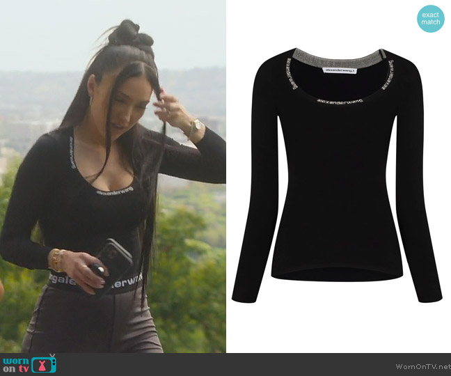 Alexander Wang logo-trim long-sleeve T-shirt worn by Bre Tiesi on Selling Sunset