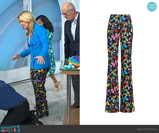 Alice + Olivia Teeny Butterfly Print Pants worn by Jennifer Jolly on Today
