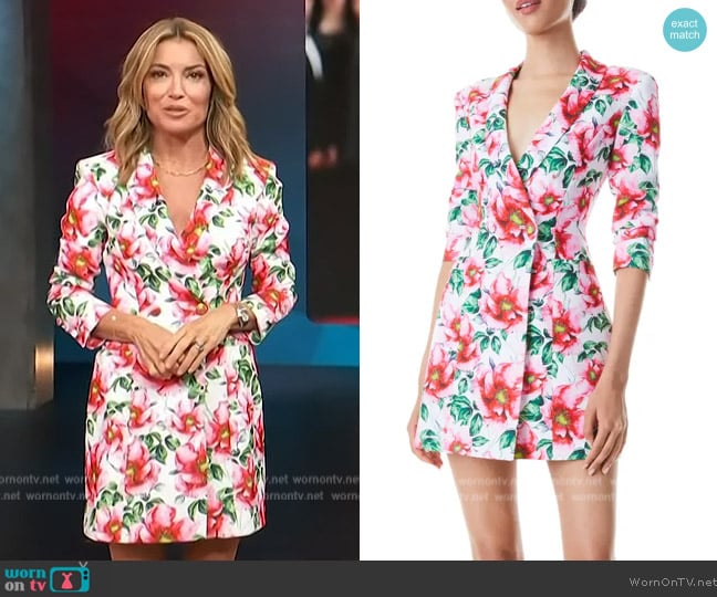 Alice and Olivia Latoya Floral Print Blazer Mini Dress worn by Kit Hoover on Access Hollywood