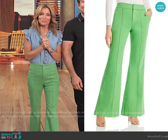 Alice + Olivia Livi Wide Leg Pants in Parrot worn by Kit Hoover on Access Hollywood