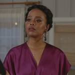 Alicia’s purple twist front cropped top on All American