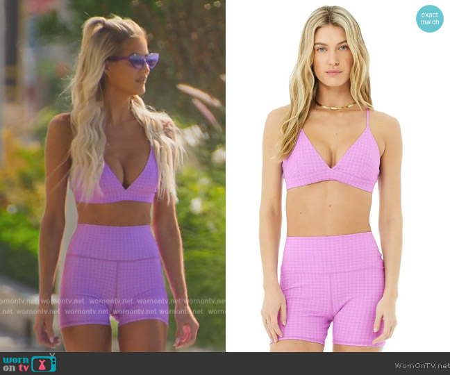 Alo Yoga Gingham Check Bra worn by Emma Hernan on Selling Sunset