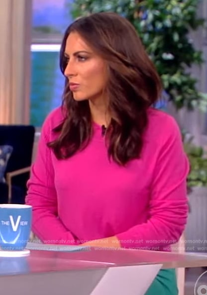 Alyssa’s pink ribbed detail sweater on The View