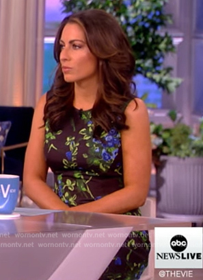 Alyssa’s black floral print mini dress on The View