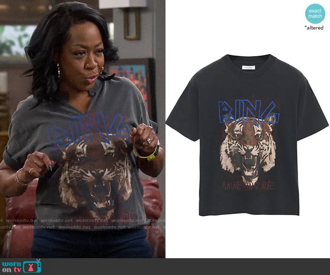 Anine Bing Tiger Graphic Cotton T-Shirt worn by Tina Butler (Tichina Arnold) on The Neighborhood