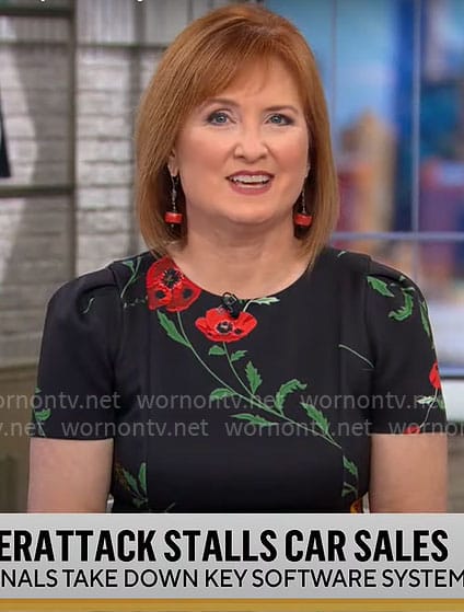 Anna Werner’s black poppy print dress on CBS Mornings