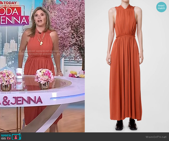 Another Tomorrow Shirred Maxi Dress with Back Cutout worn by Jenna Bush Hager on Today