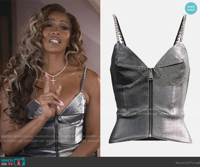 Area Silver Pyramid Cup Tank Top worn by Sheree Whitefield on The Real Housewives of Atlanta