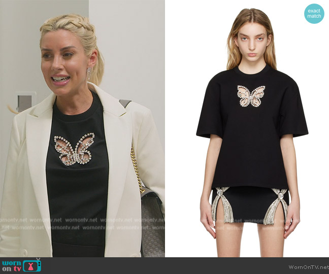 Area Black Crystal Butterfly T-Shirt worn by Heather Rae Young on Selling Sunset