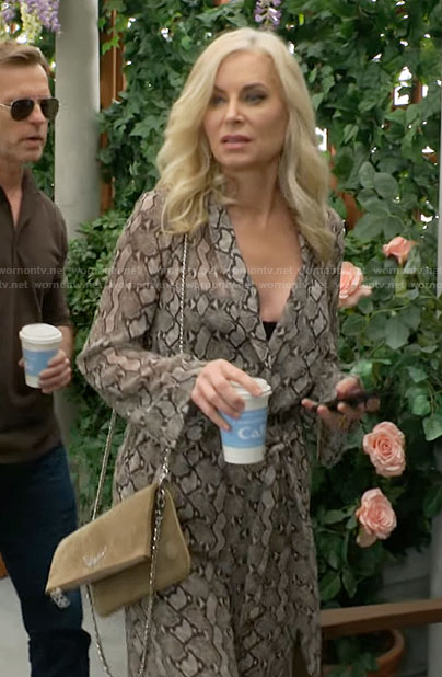 Ashley’s snake print jumpsuit on The Young and the Restless