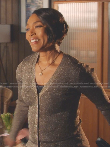 Athena’s metallic ribbed cardigan on 9-1-1