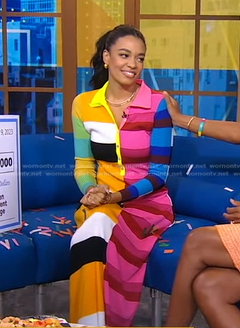 Aurora James’s mixed stripe polo dress on Good Morning America