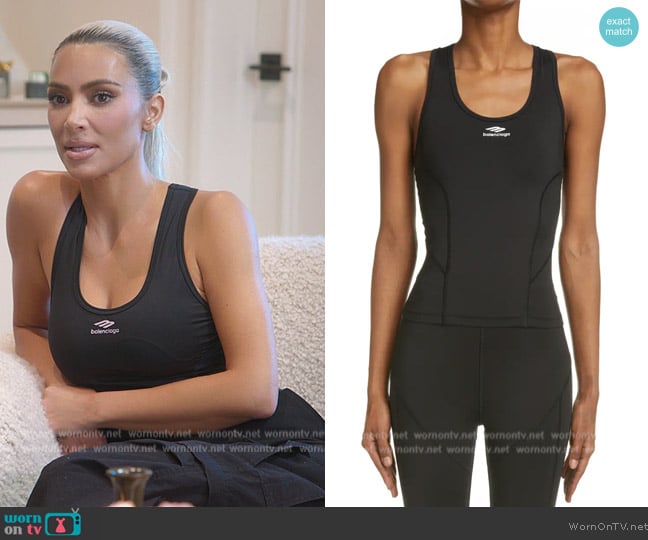 Balenciaga 3B Logo Racerback Tank worn by Kim Kardashian (Kim Kardashian) on The Kardashians