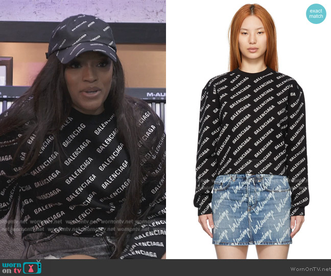 Balenciaga Black Mini Allover Sweater worn by Drew Sidora on The Real Housewives of Atlanta