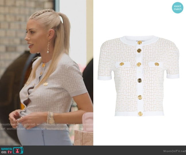 Balmain Glitter Monogram Jacquard Top worn by Heather Rae Young on Selling Sunset