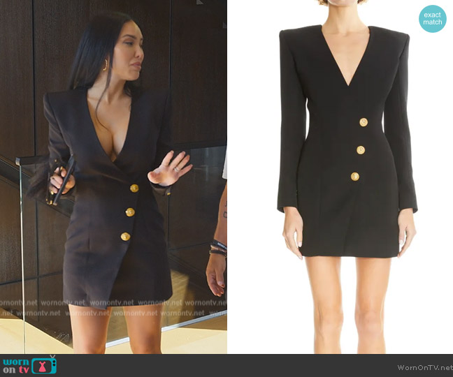 Balmain Long Sleeve Wool Blazer Dress worn by Bre Tiesi on Selling Sunset