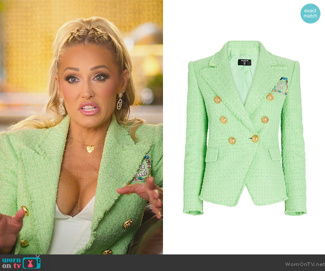 Balmain Tweed Double-Breasted Blazer worn by Mary Fitzgerald on Selling Sunset