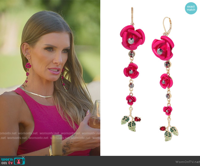 Twin Treats Betsy's 80th Birthday Rose Earrings worn by Nicole Young on Selling Sunset
