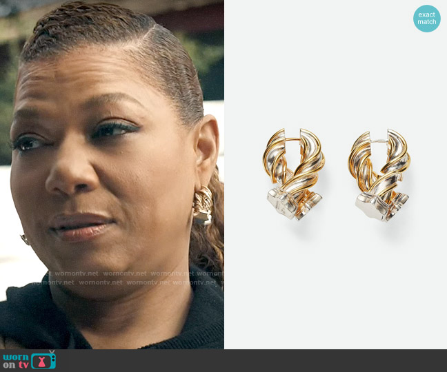 Bottega Veneta Pillar Hoop Earrings worn by Robyn McCall (Queen Latifah) on The Equalizer