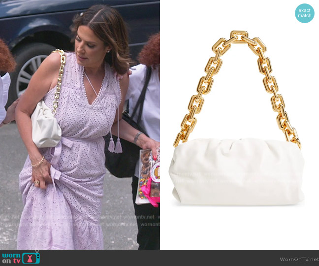 Bottega Veneta The Chain Pouch Leather Shoulder Bag worn by Jenn Fessler on The Real Housewives of New Jersey