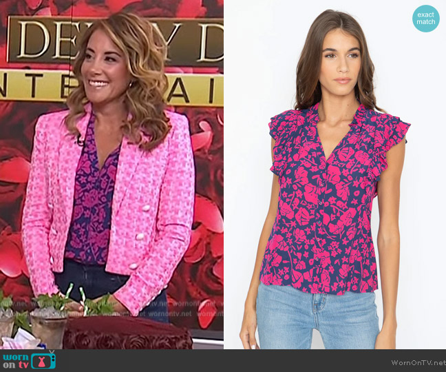 Caballero Collection Emma Navy Wine Cup Flower Top worn by Barbara Majeski on Today