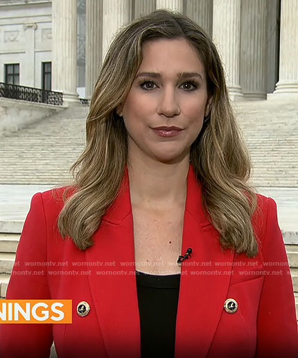 Caitlin Huey Burns’s red blazer on CBS Mornings