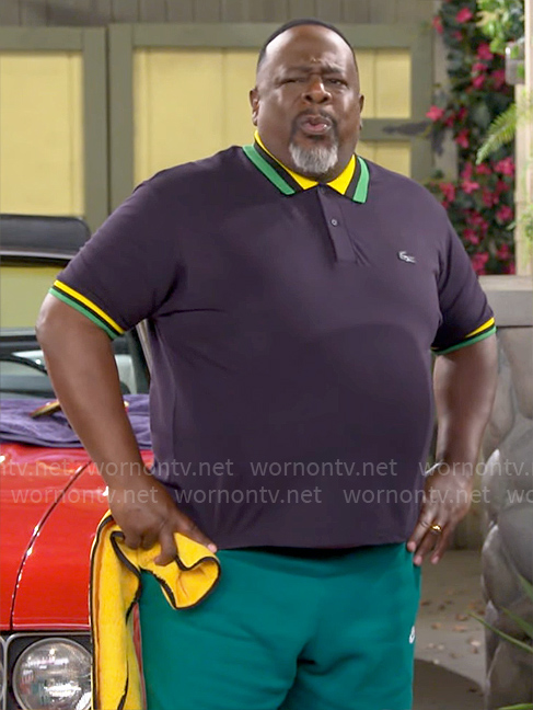 Calvin’s striped collar polo shirt on The Neighborhood