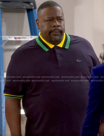 Calvin’s striped collar polo shirt on The Neighborhood